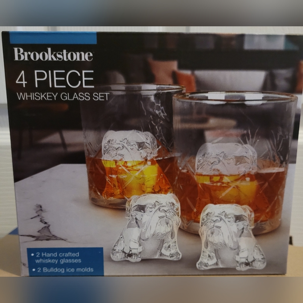 Brookstone Bulldog Whiskey Glass Set